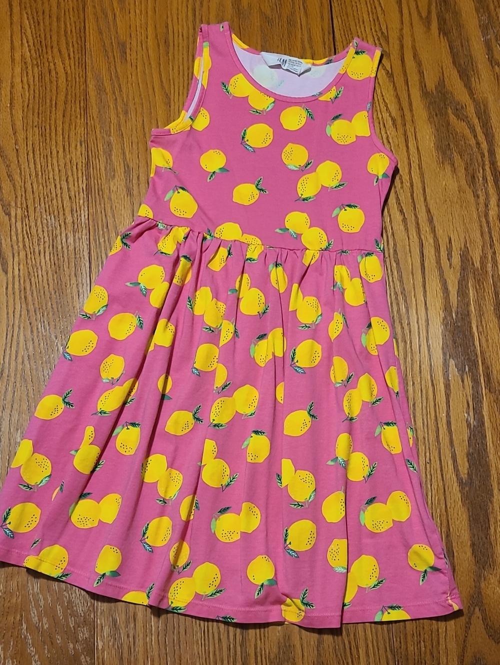 Girls Pink Lemon-Print Sleeveless Dress - Girl's 8-10